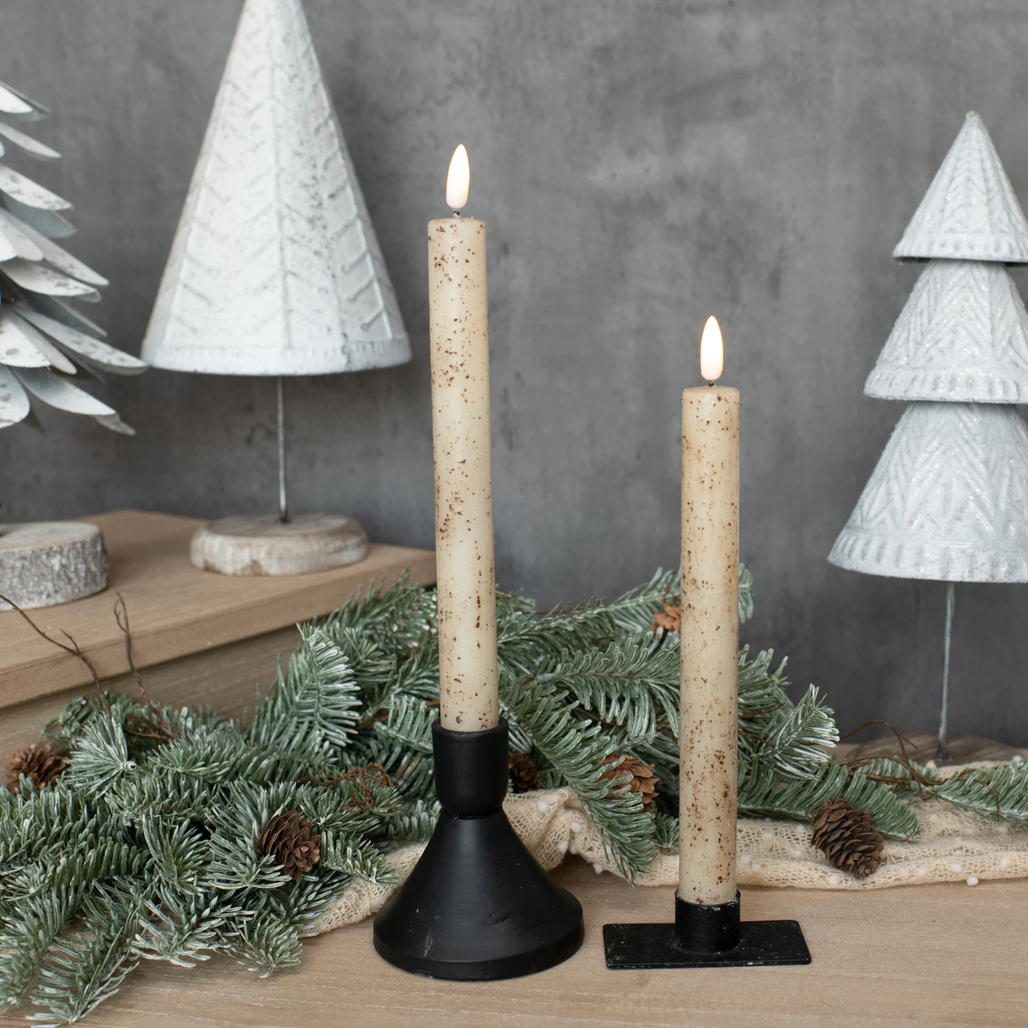 Flameless Cream Taper Candles, Set of 2, 9.5", photo 3 of 4