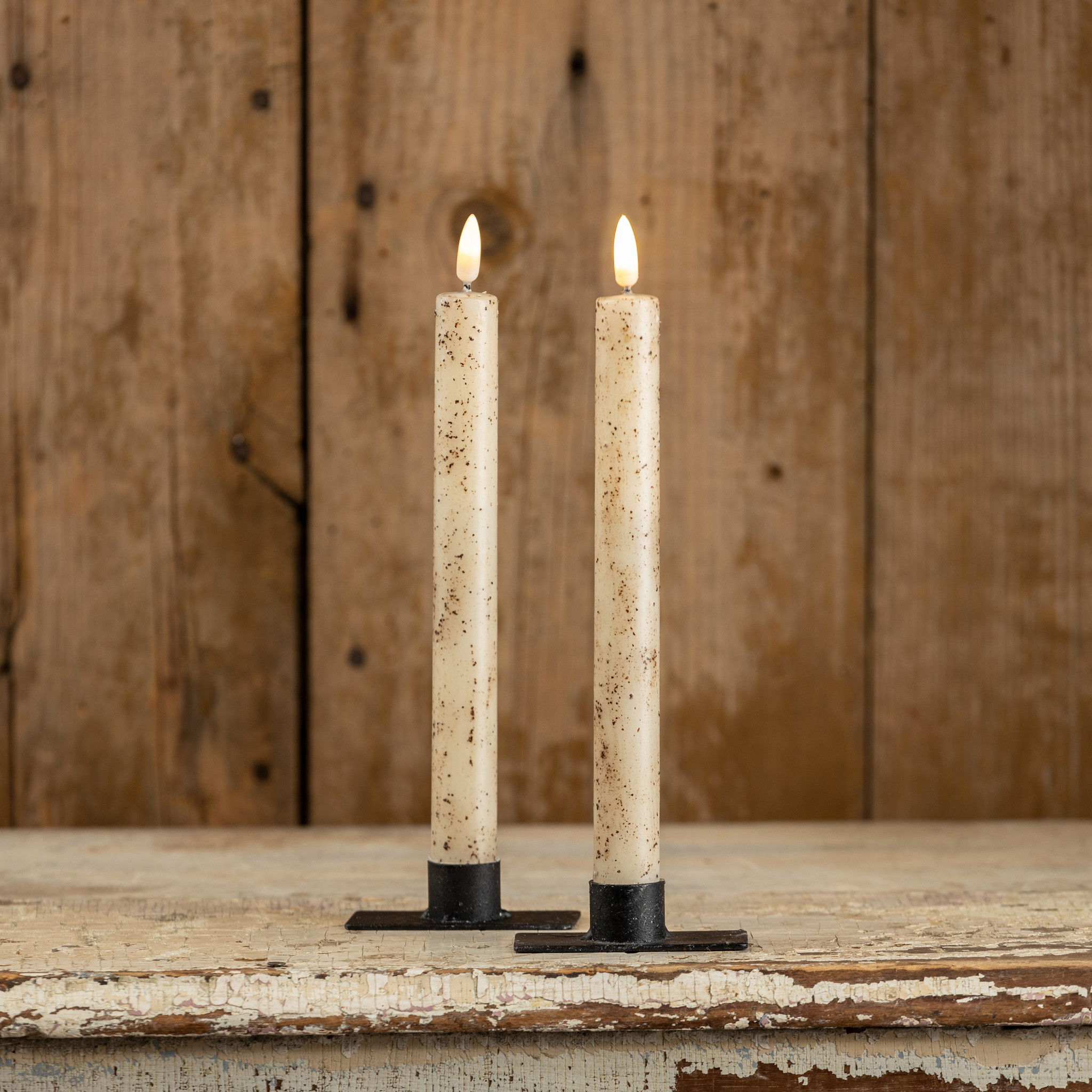 Flameless Cream Taper Candles, Set of 2, 9.5", photo 2 of 4