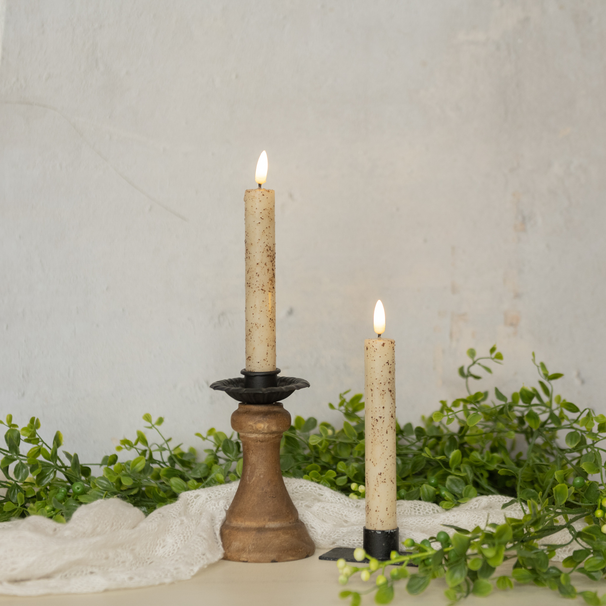 Flameless Cream Taper Candles, Set of 2, 7.25"