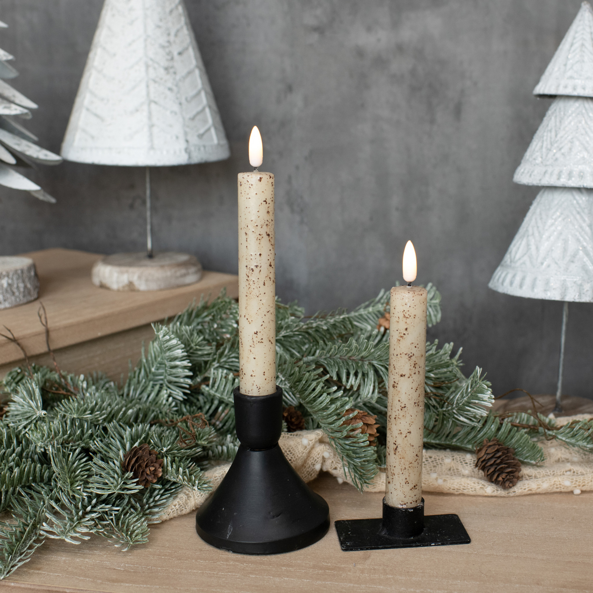 Flameless Cream Taper Candles, Set of 2, 7.25", photo 3 of 4
