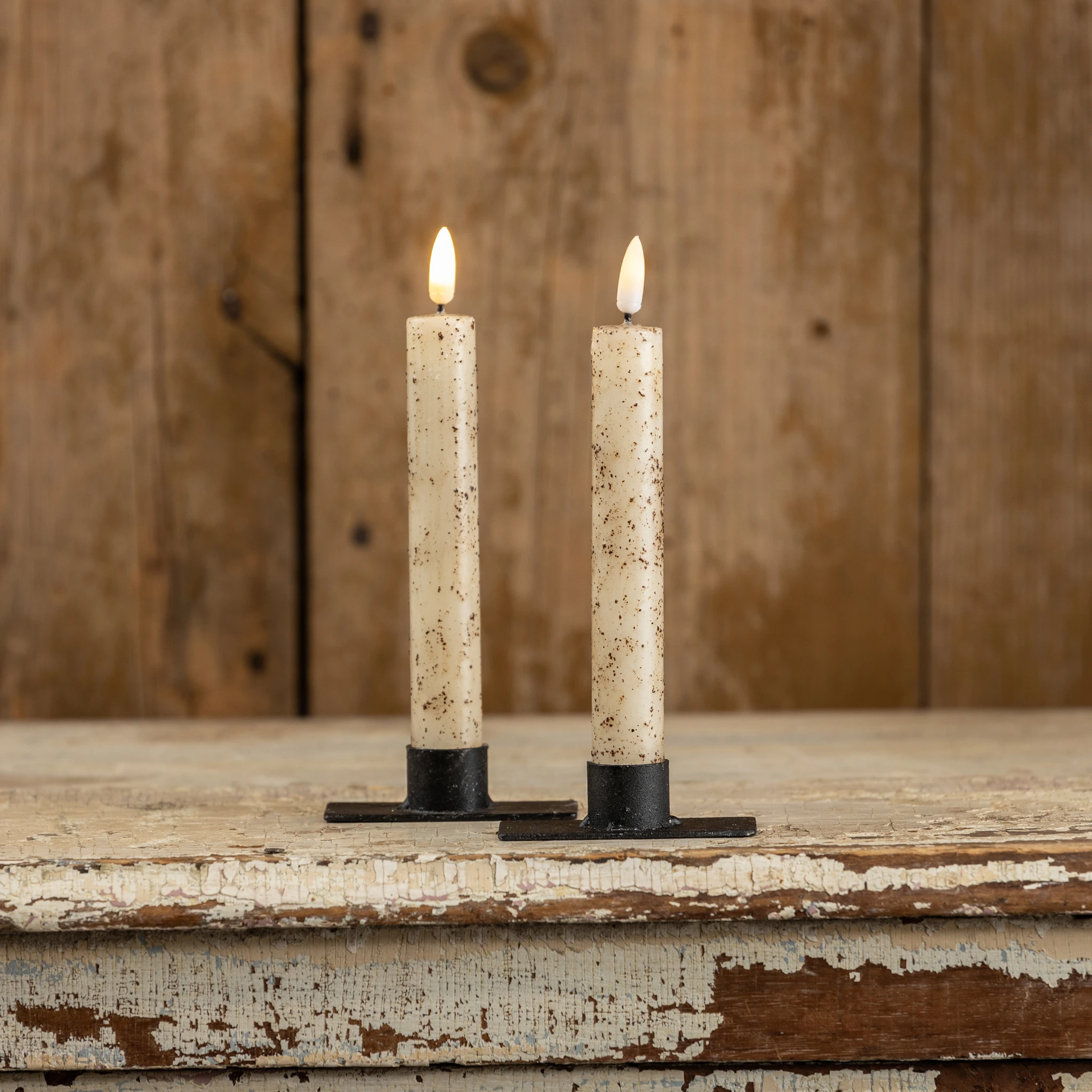 Flameless Cream Taper Candles, Set of 2, 7.25", photo 2 of 4