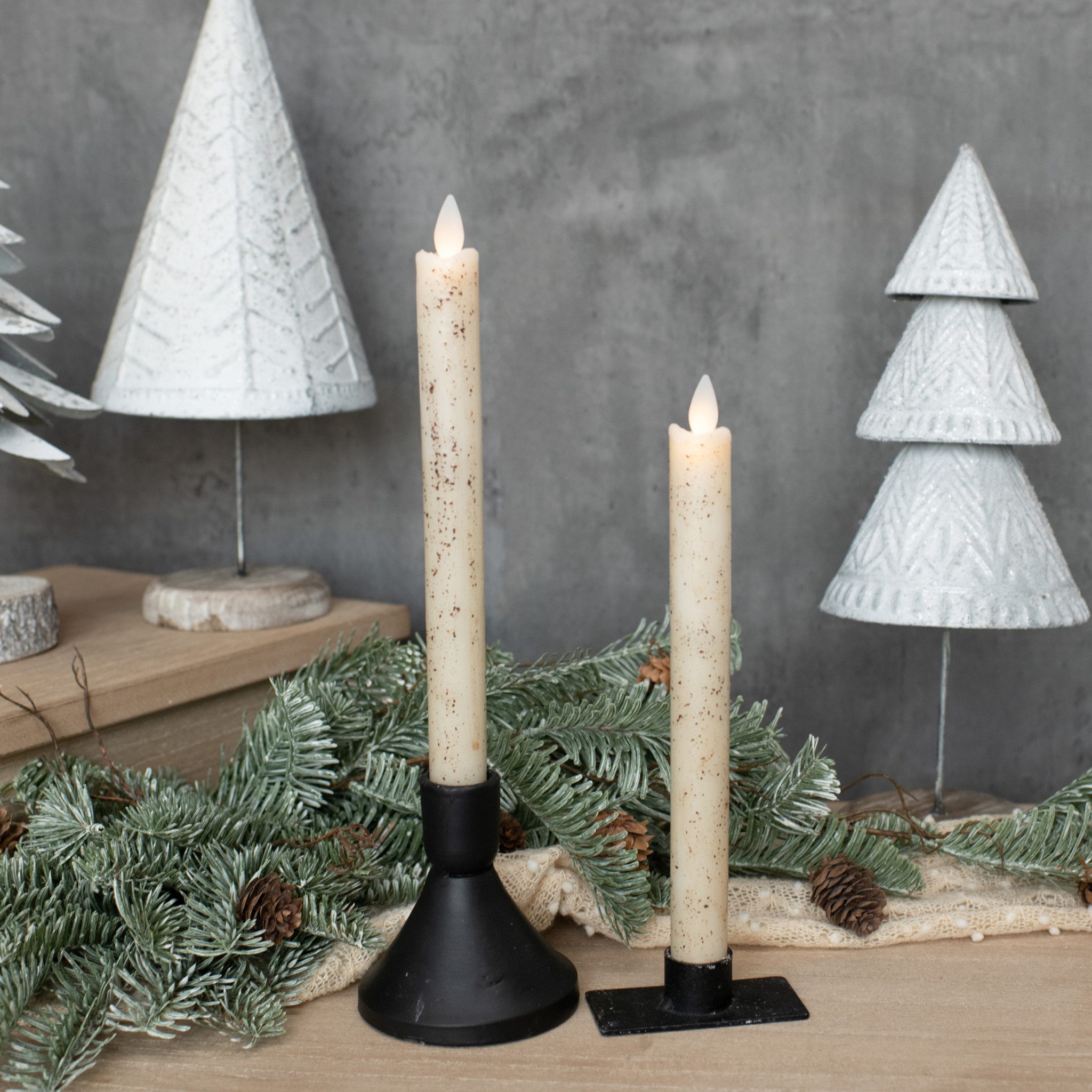 Flameless Cream Taper Candles, Set of 2, 9.5", photo 3 of 4