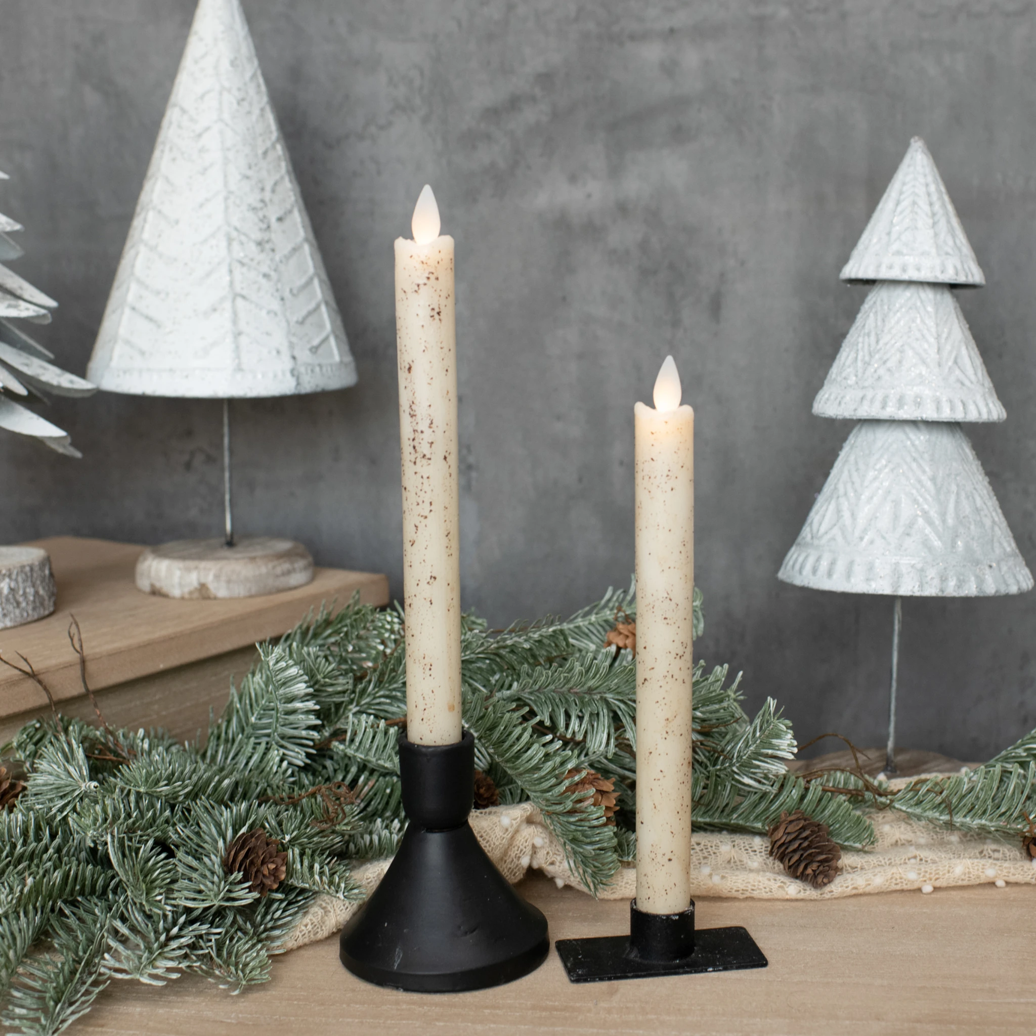 Flameless Cream Taper Candles, Set of 2, 9.5", photo 3 of 4