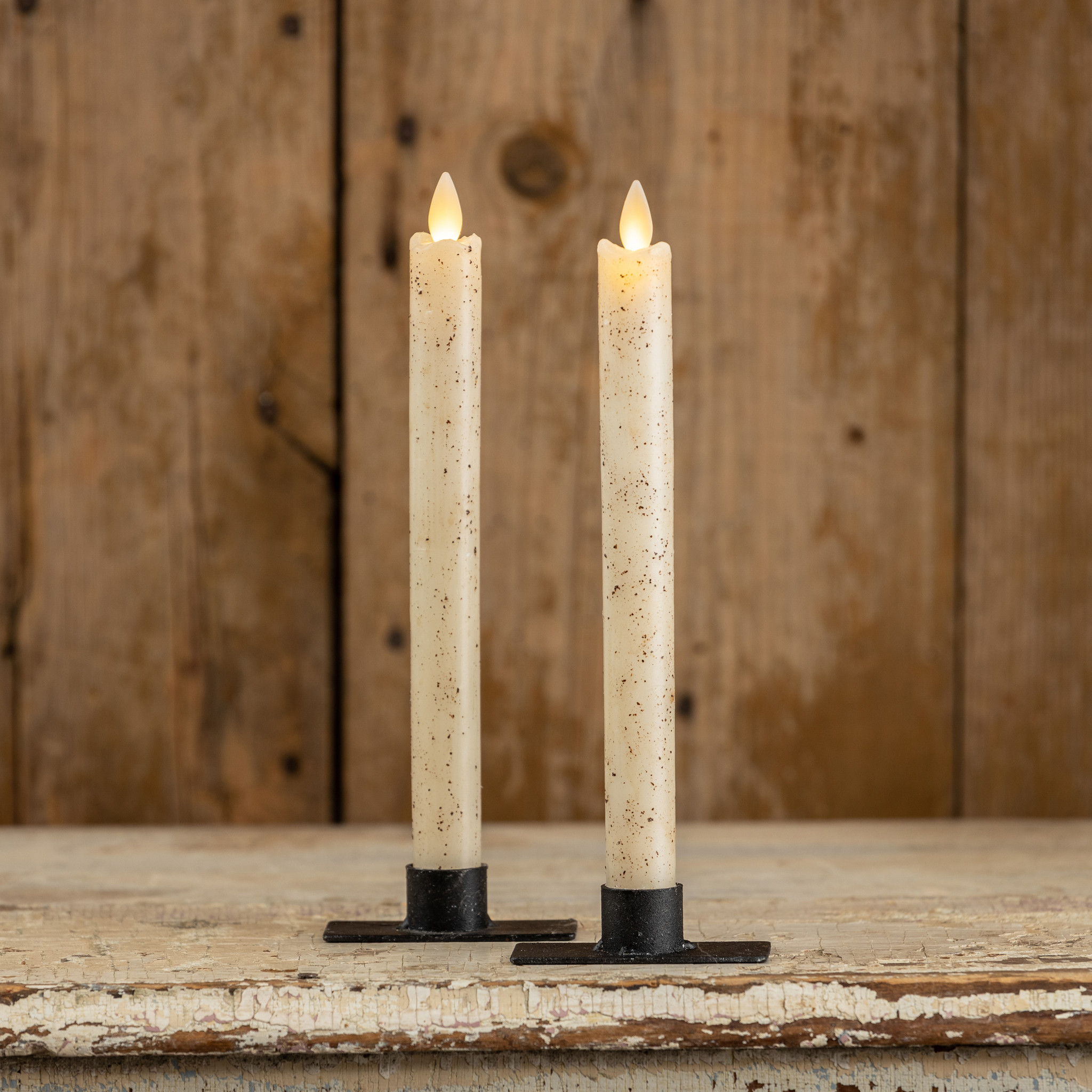 Flameless Cream Taper Candles, Set of 2, 9.5", photo 2 of 4