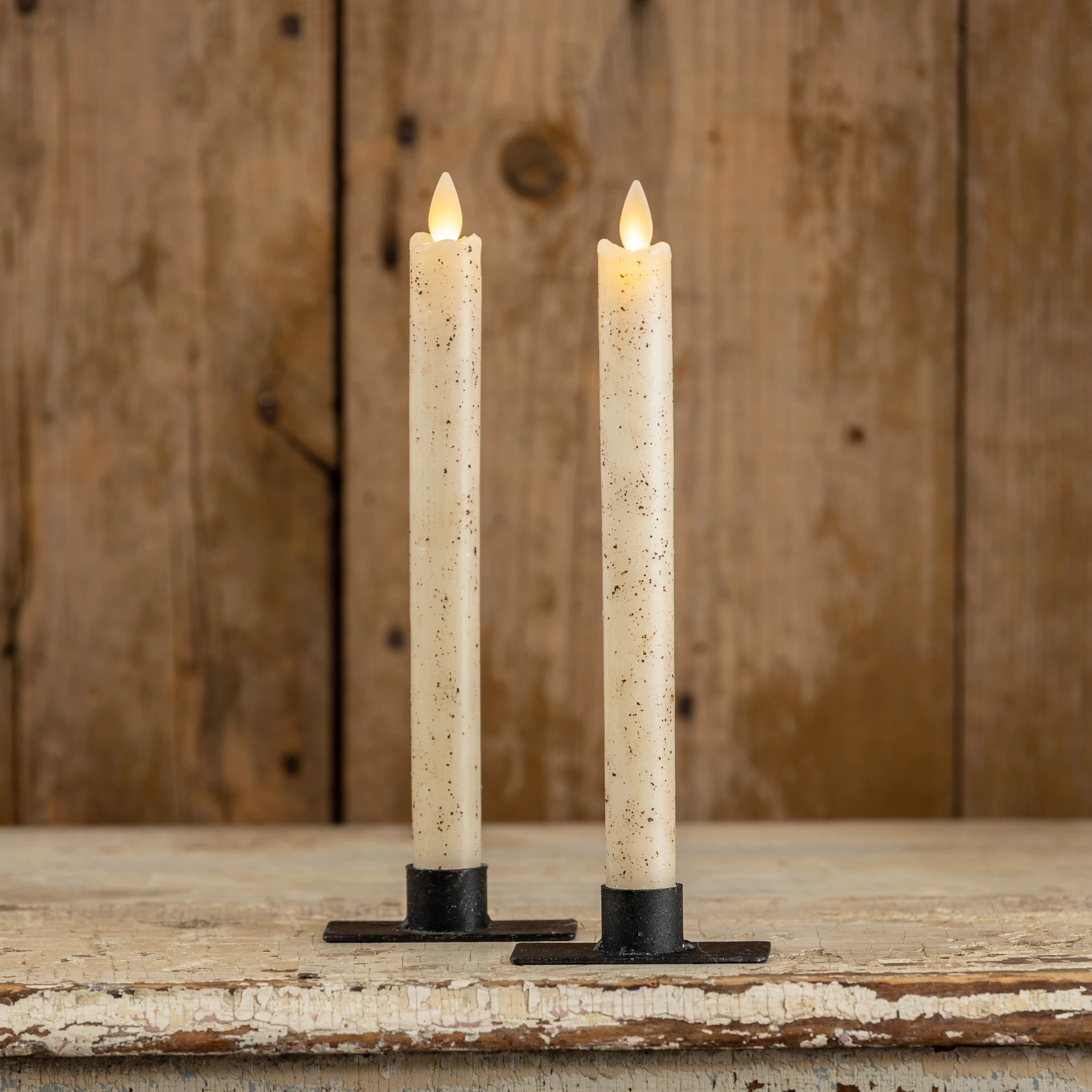 Flameless Cream Taper Candles, Set of 2, 9.5", photo 2 of 4