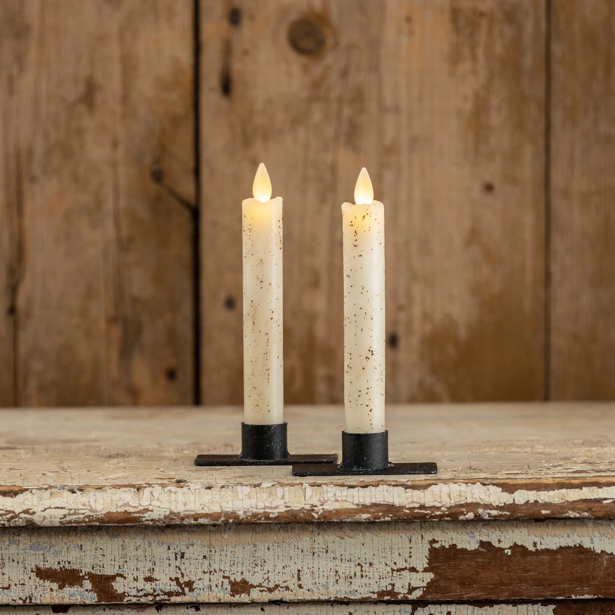 Flameless Cream Taper Candles, Set of 2, 6.75", photo 2 of 4