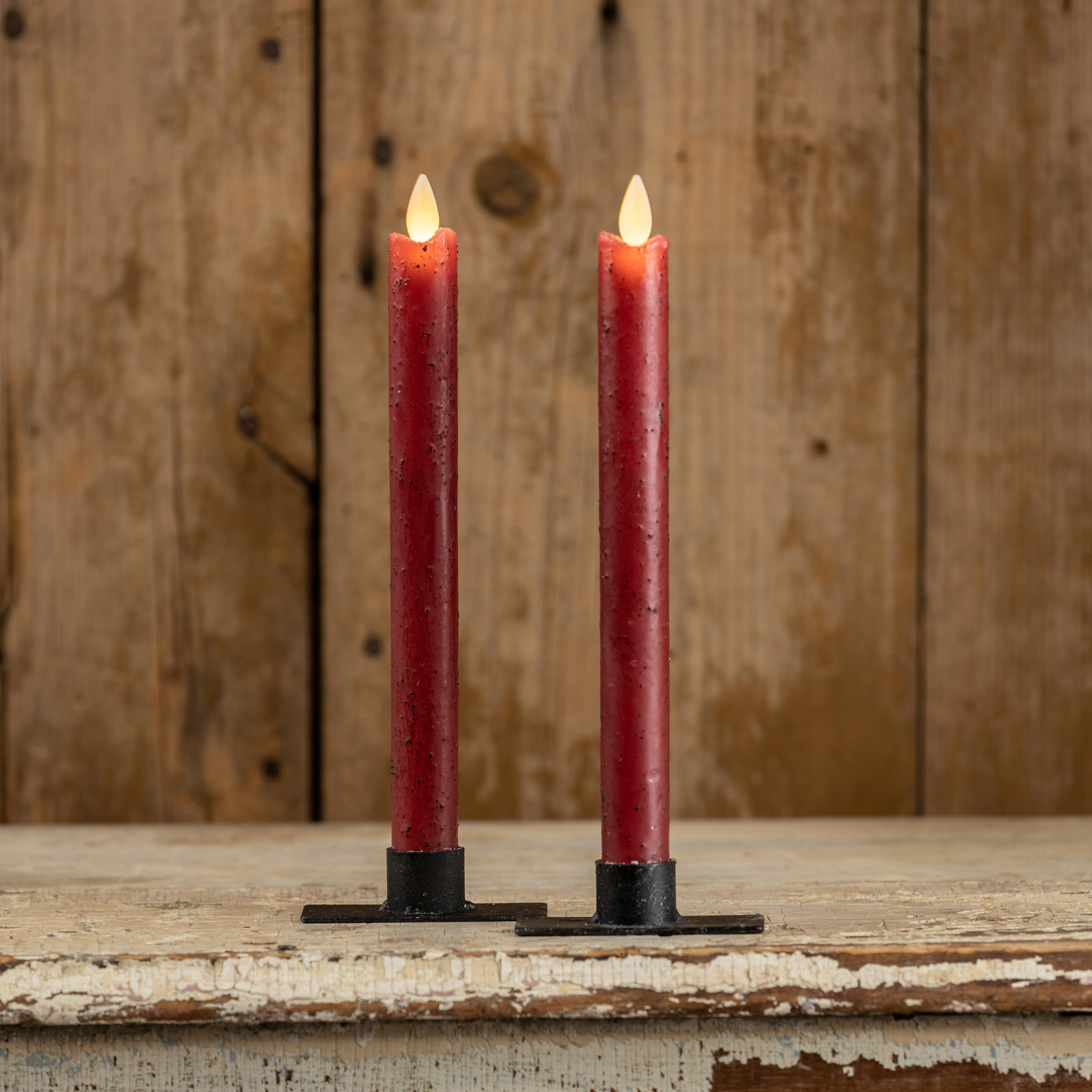 Flameless Red Taper Candles, Set of 2, 9.5", photo 4 of 4