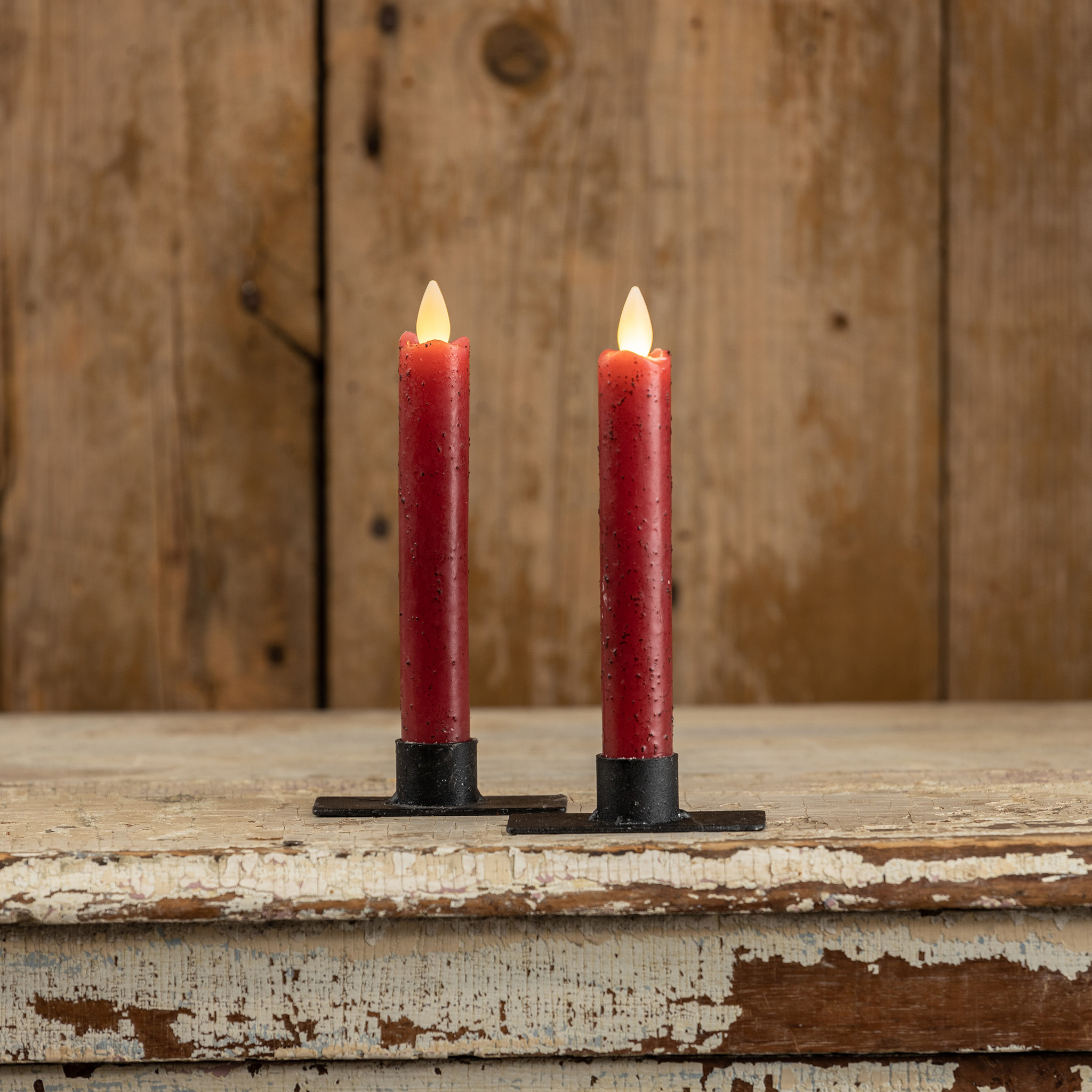 Flameless Red Taper Candles, Set of 2, 6.75", photo 4 of 4