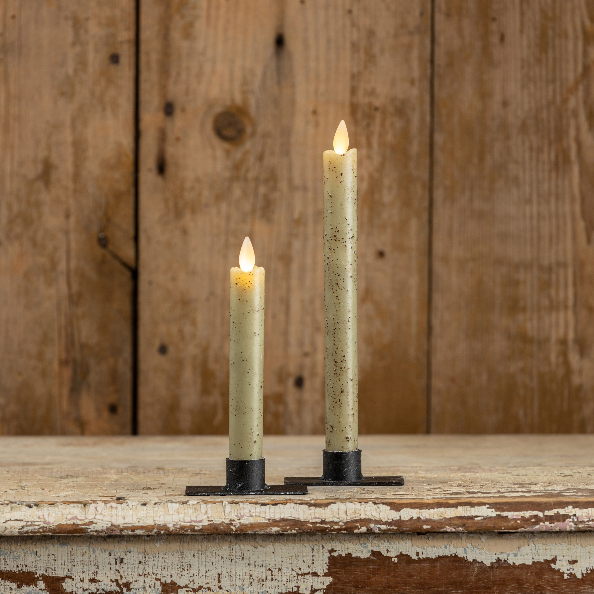 Flameless Green Taper Candles, Set of 2, 6.75", photo 4 of 4