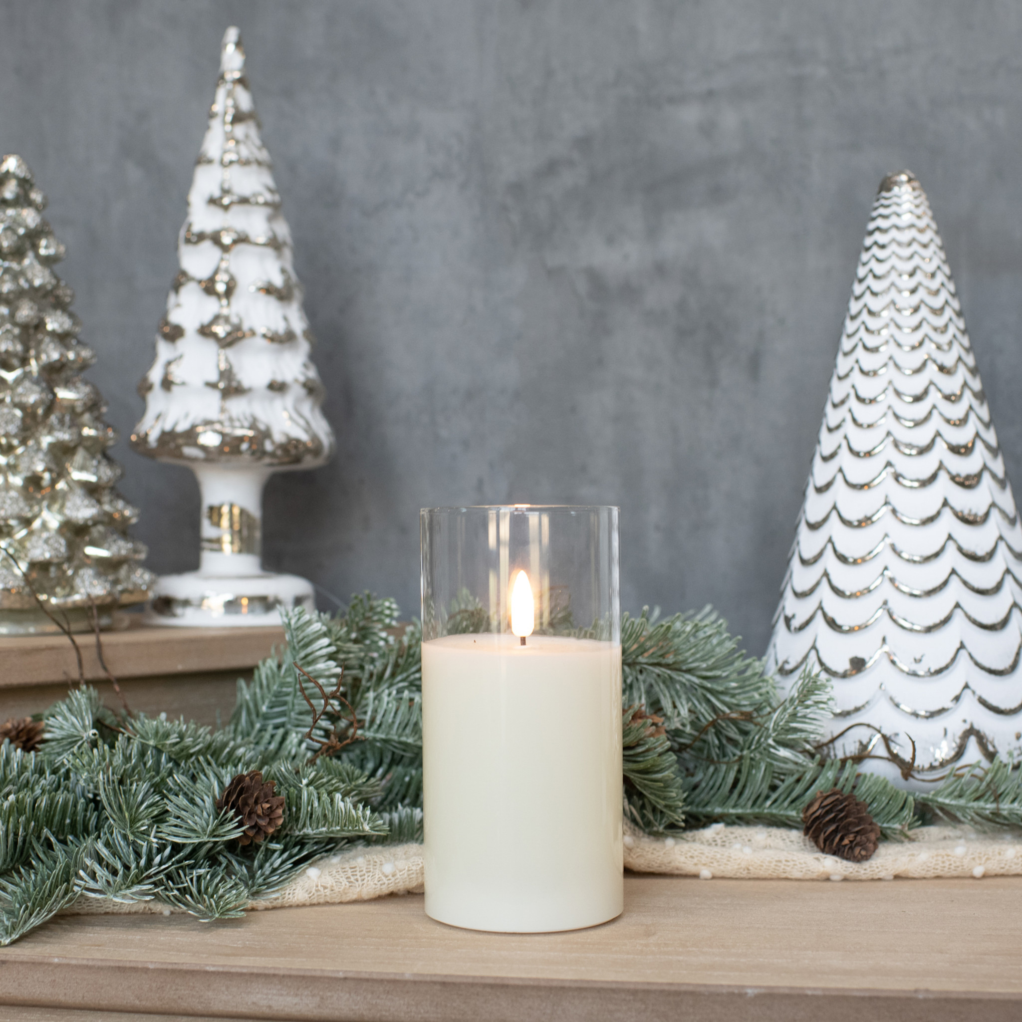 Flameless Glass Candle, 6"