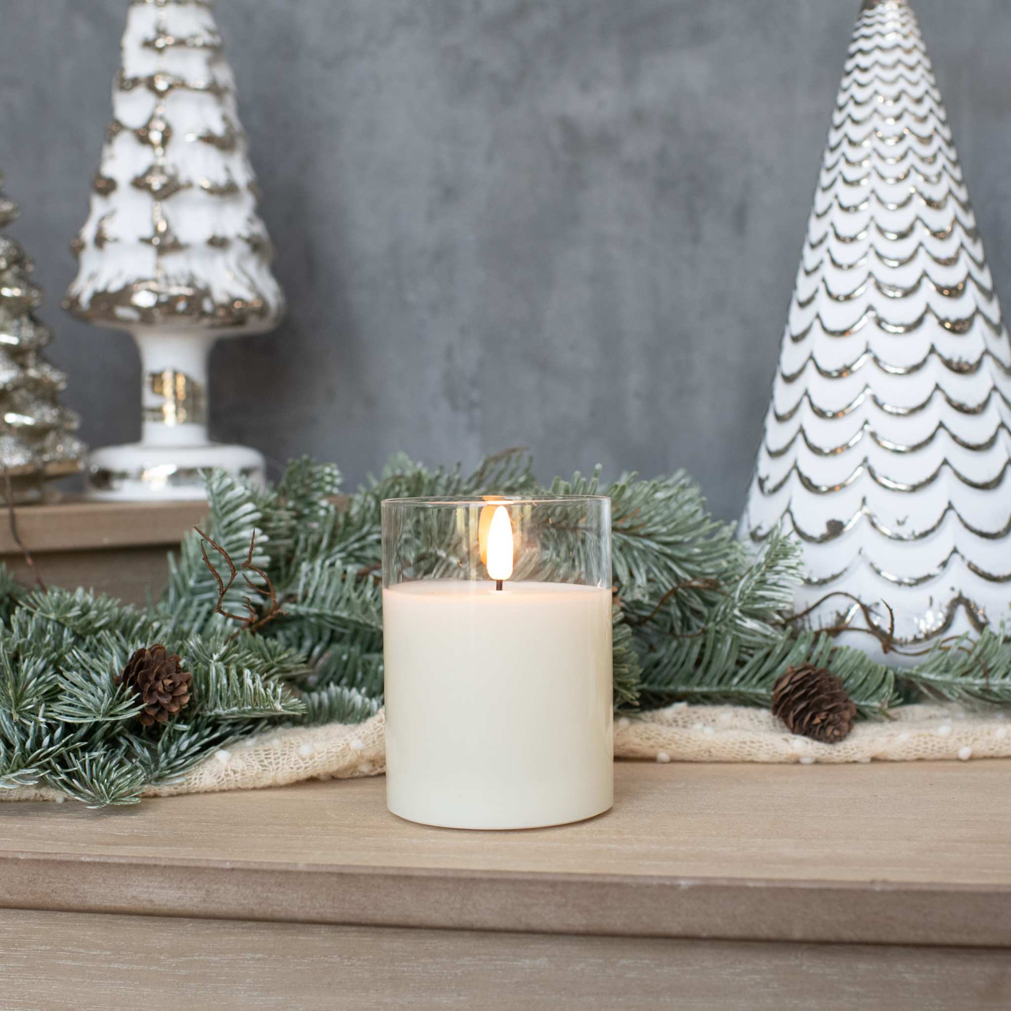 Flameless Glass Candle, 4"