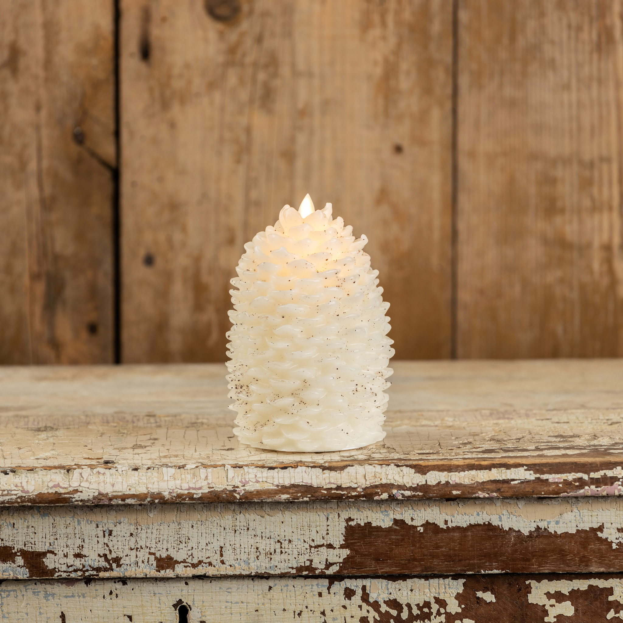 Flameless Cream Pinecone Candle, 6", photo 2 of 5