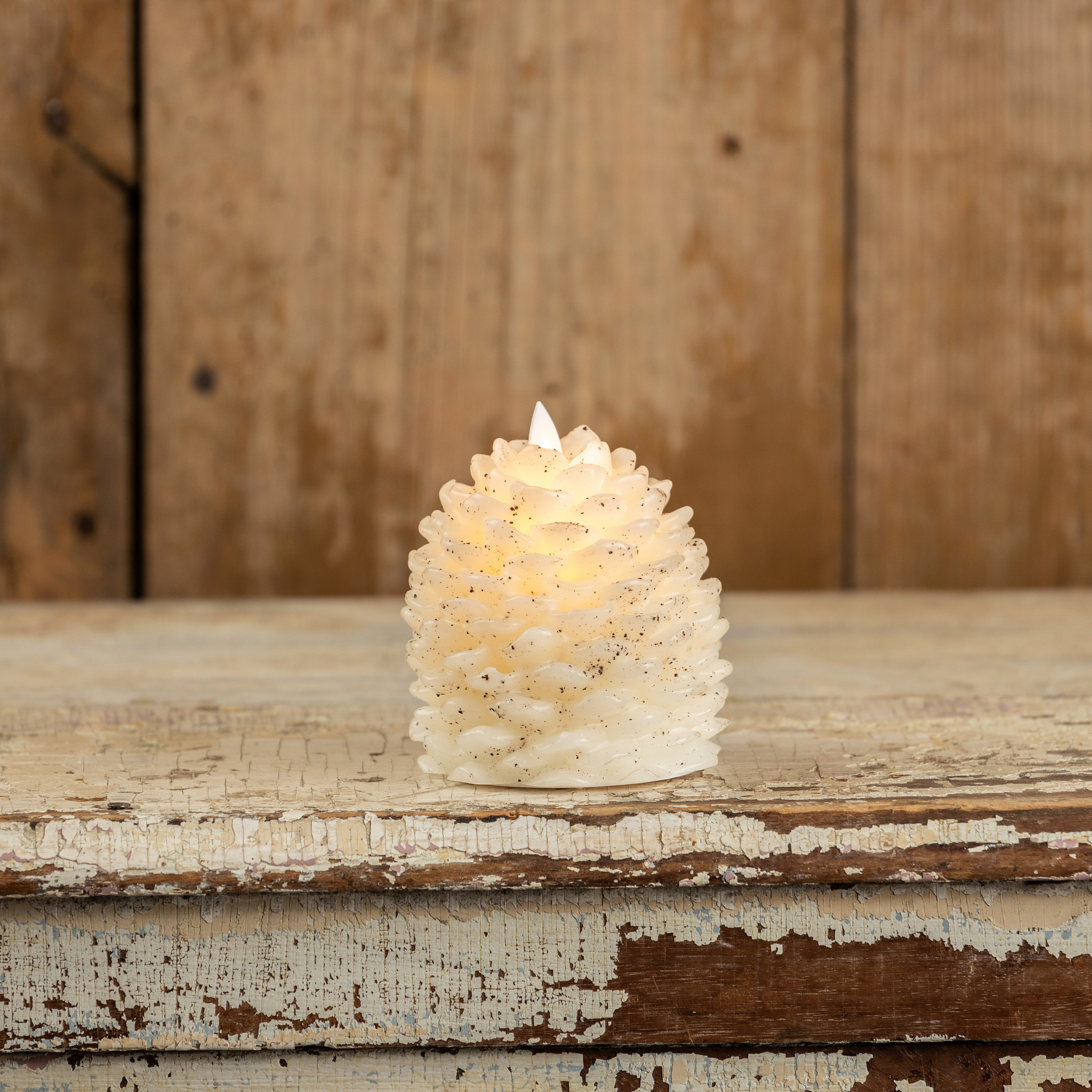 Flameless Cream Pinecone Candle, 4.25", photo 2 of 5