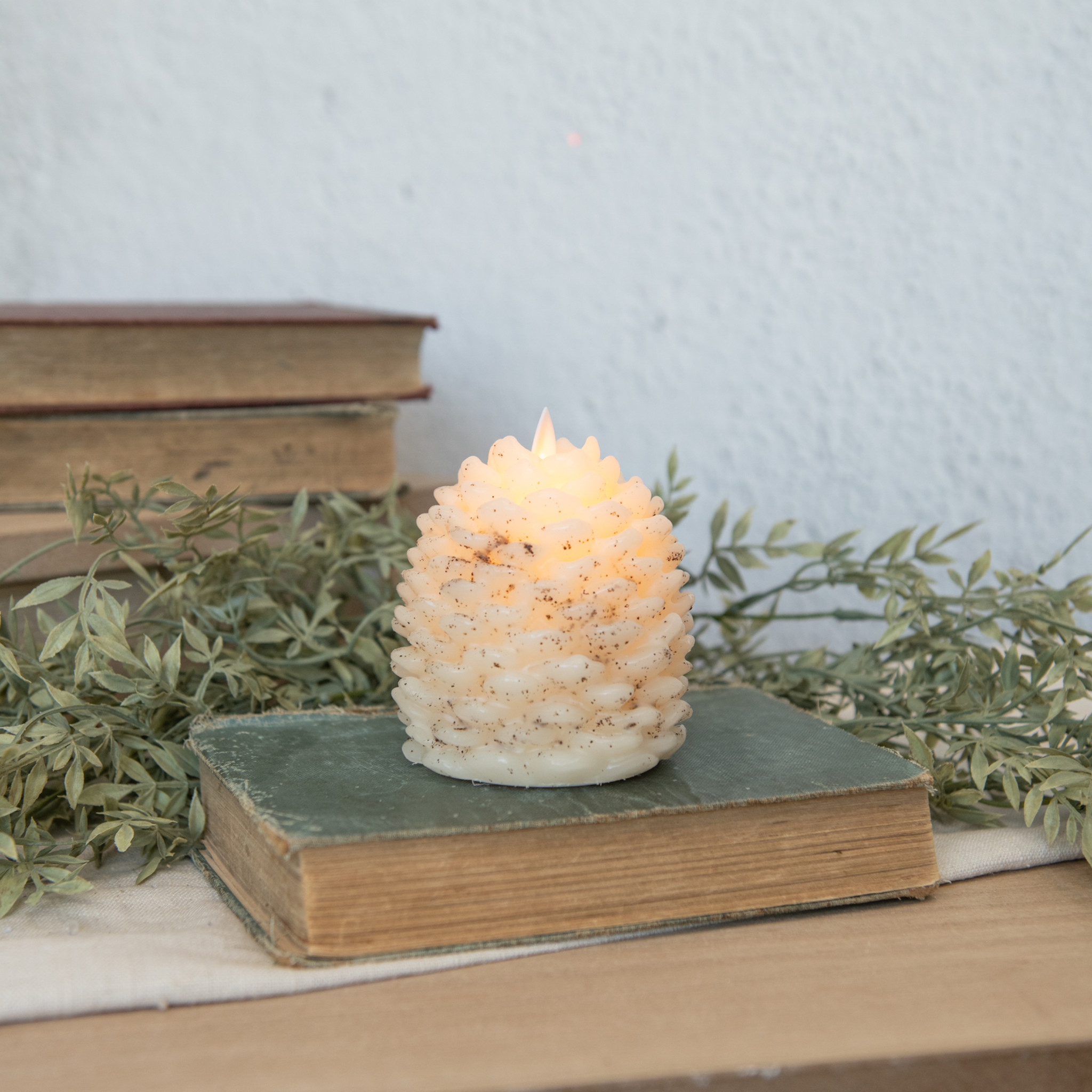 Flameless Cream Pinecone Candle, 4.25"