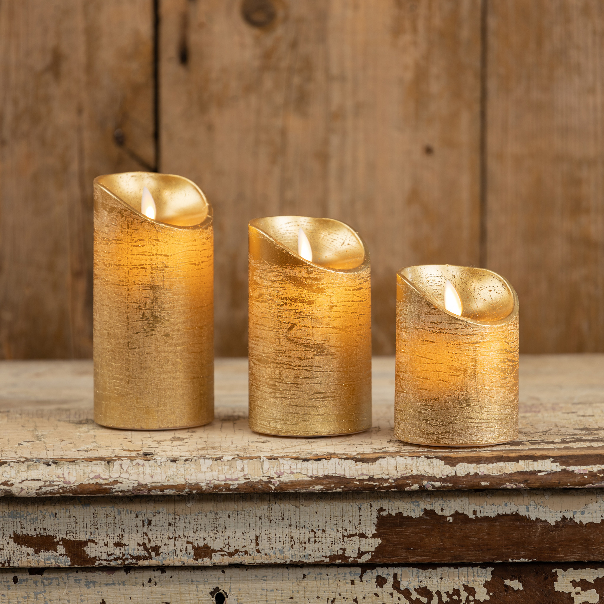 Flameless Gold Pillar Candle, 4", photo 5 of 5