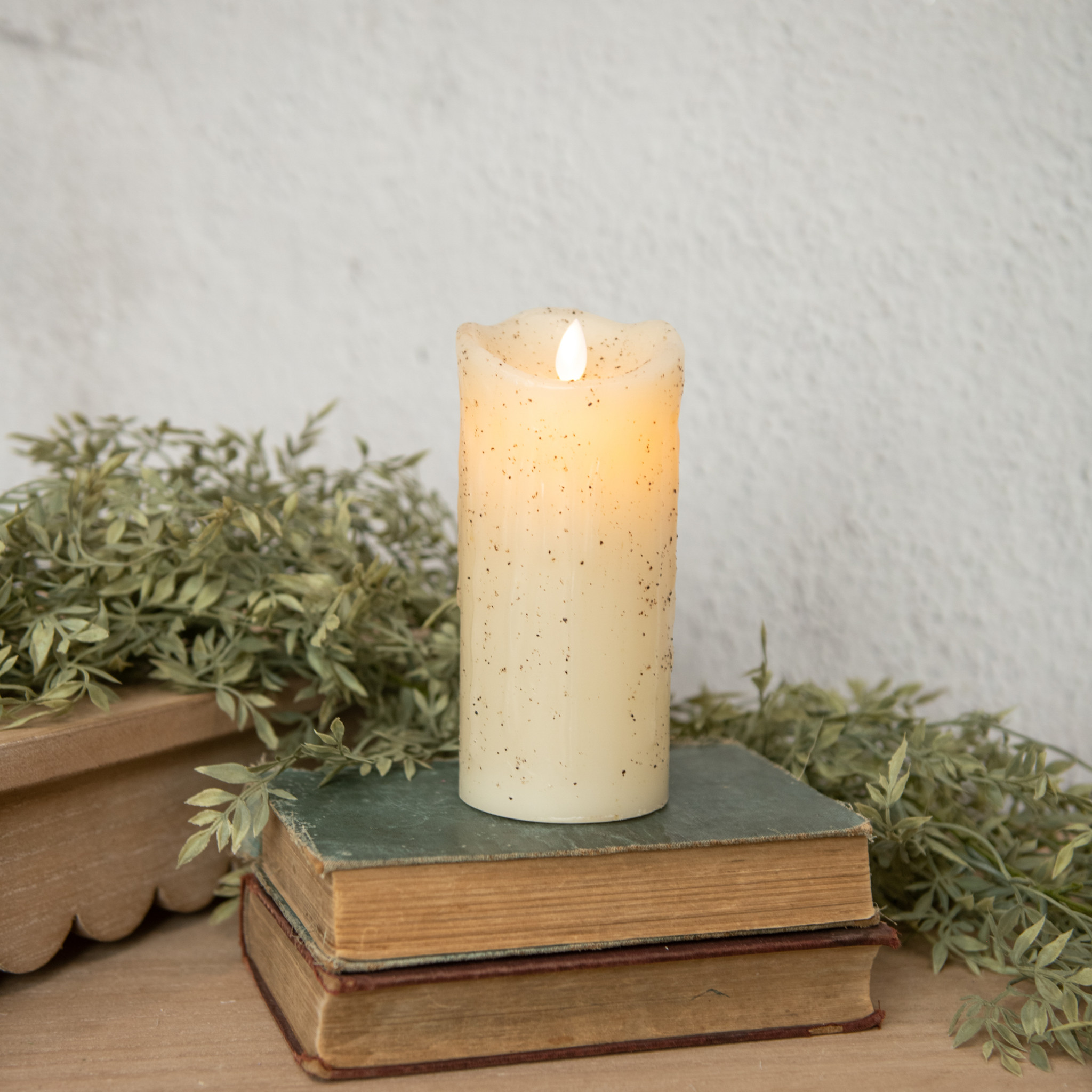 Flameless Cream Pillar Candle, 7"