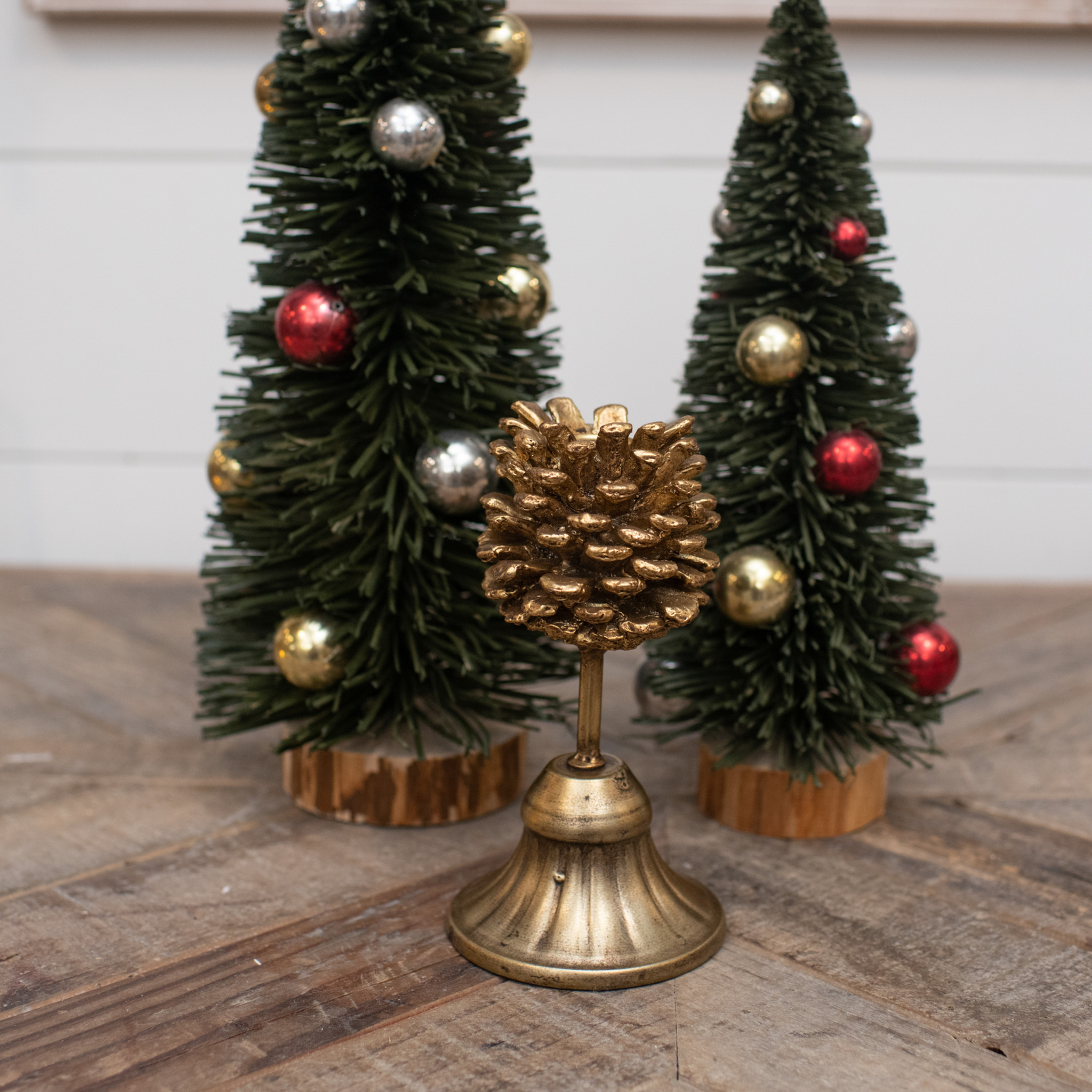 Gold Pinecone Taper Candle Holder, 6.5"