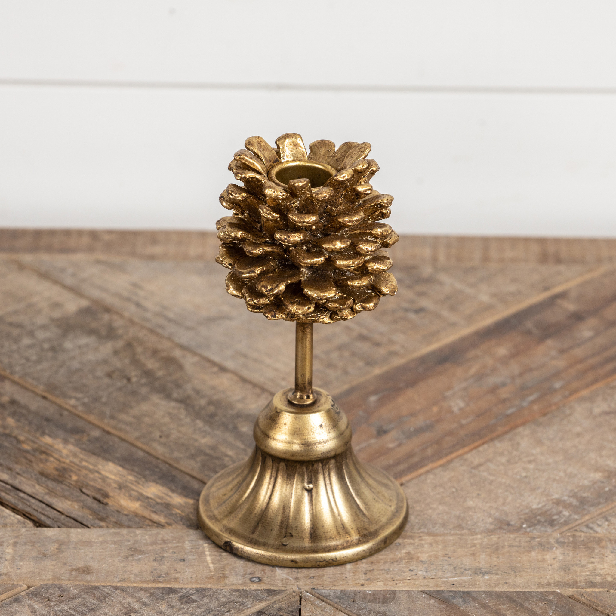 Gold Pinecone Taper Candle Holder, 6.5", photo 3 of 3
