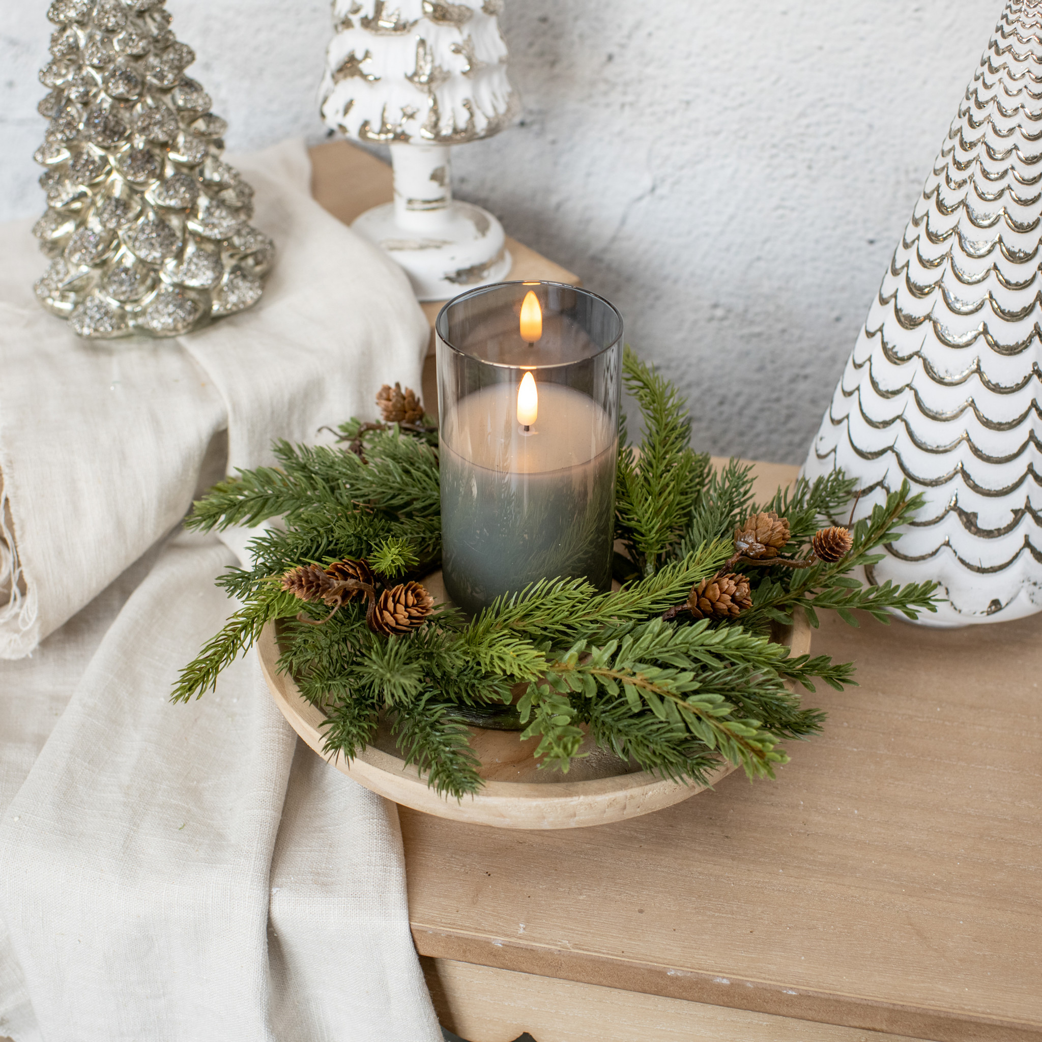 White Spruce & Tsuga Hemlock Candle Ring, 10", photo 2 of 3