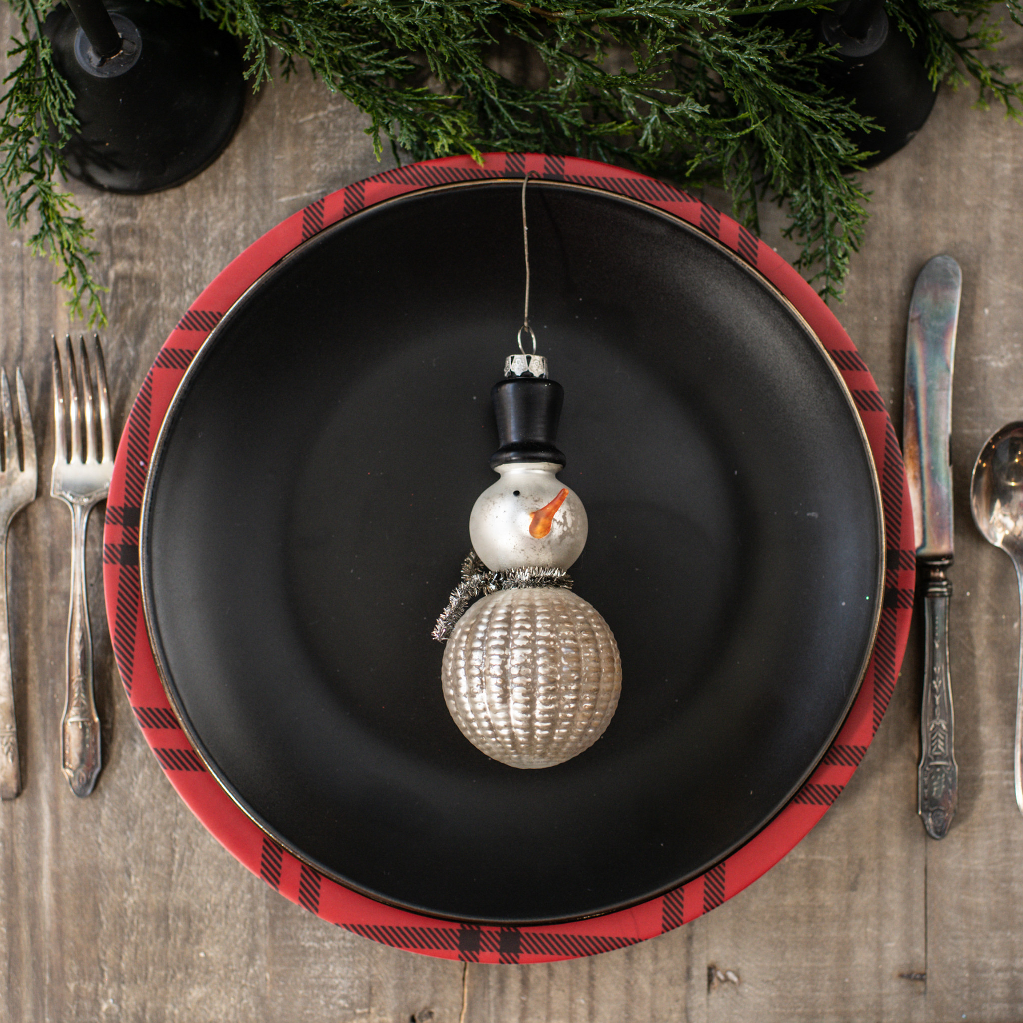 Snowman with Tinsel Scarf Ornament