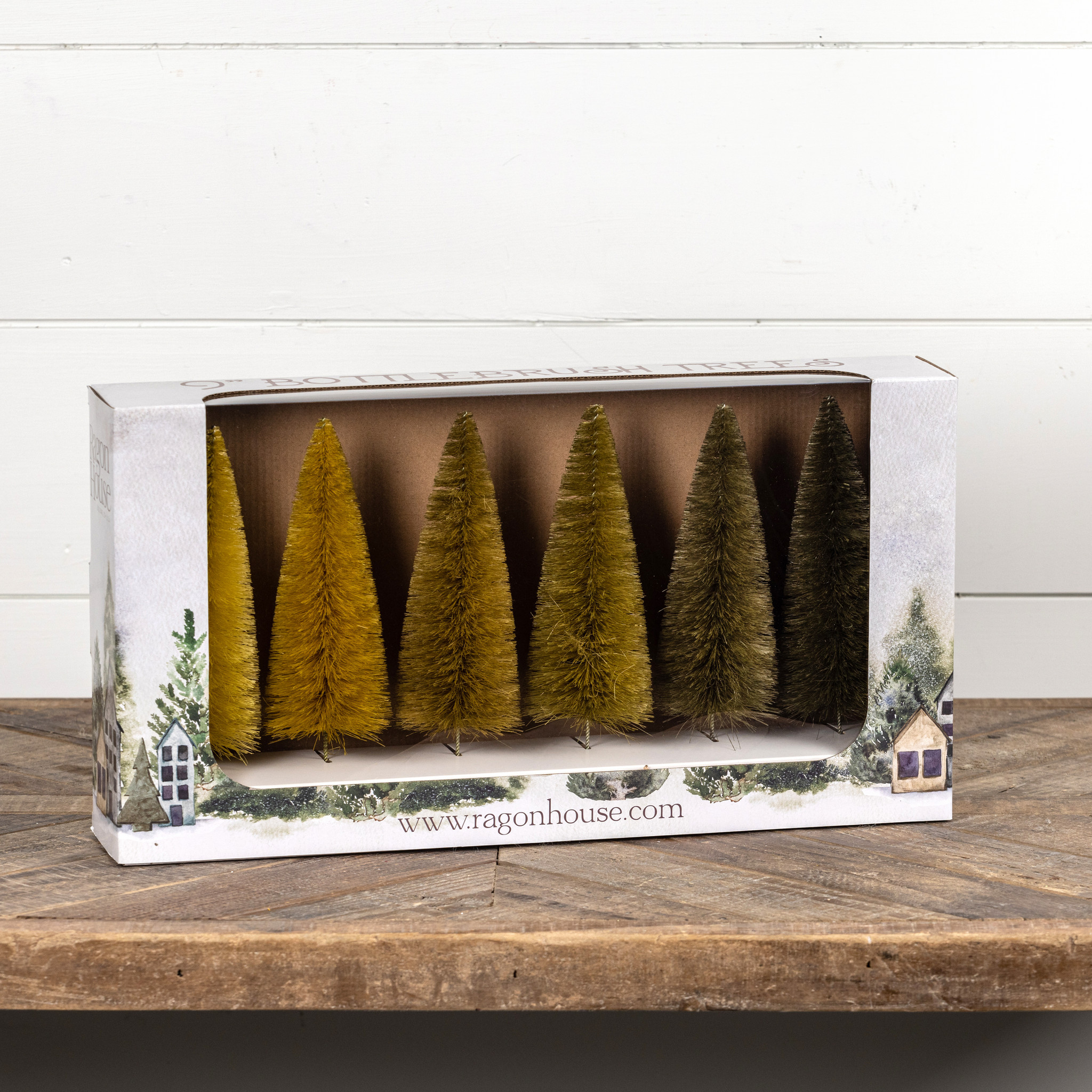 Mustard Hues Bottlebrush Trees, Set of 6, 9", photo 2 of 2