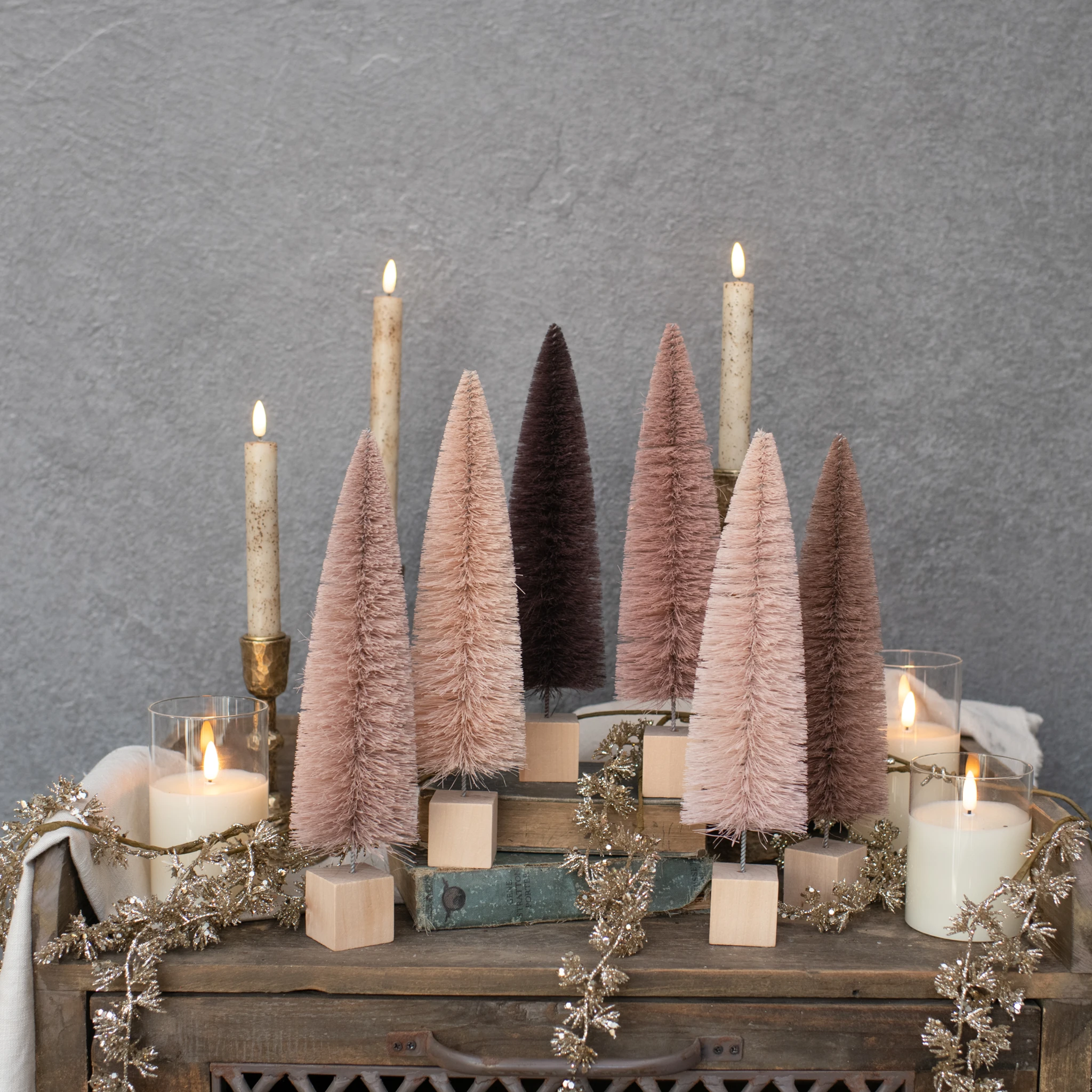 Blush Hues Bottlebrush Trees, Set of 6, 12"