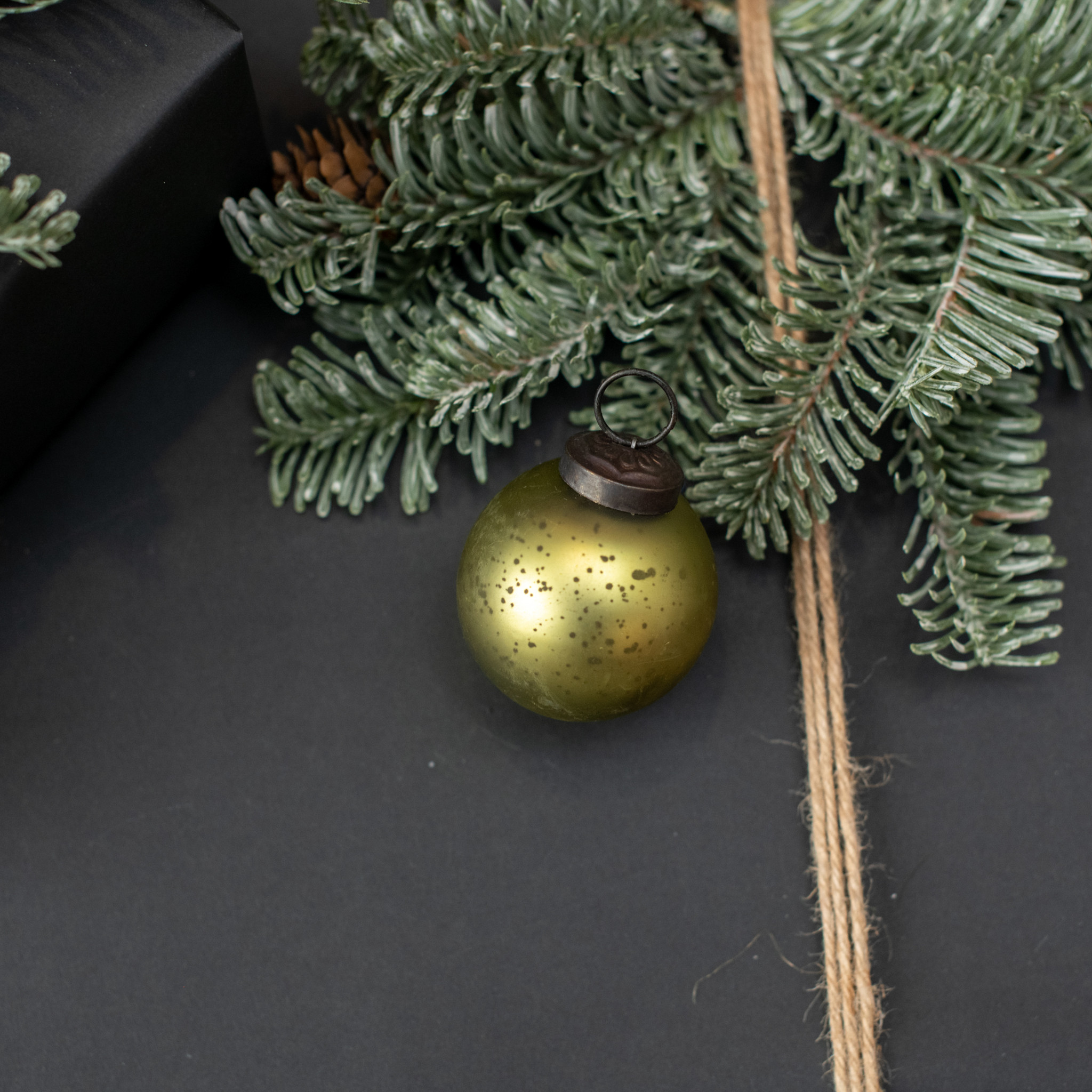 Olive Green Kugel Ornament, 2", photo 2 of 2