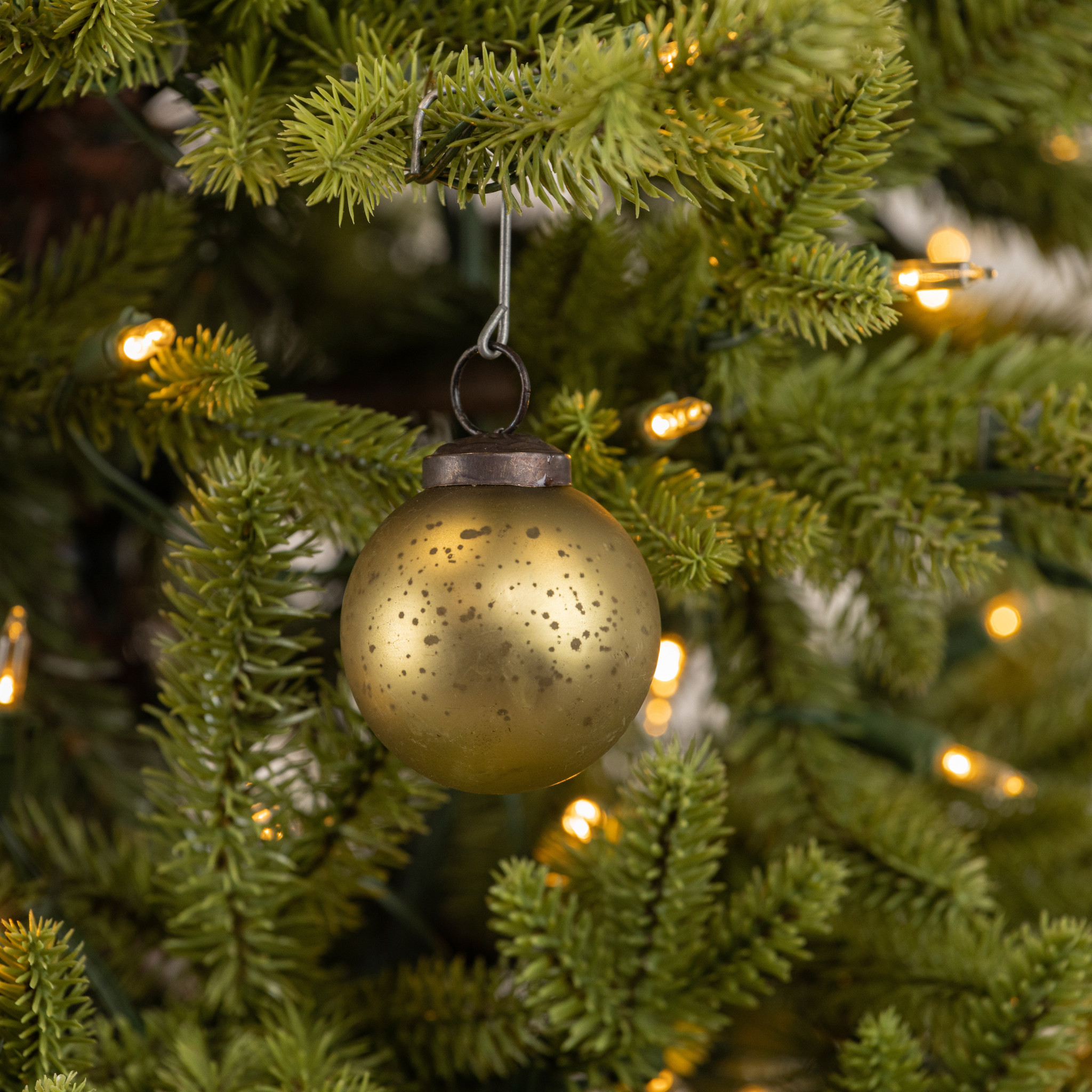 Olive Green Kugel Ornament, 2"
