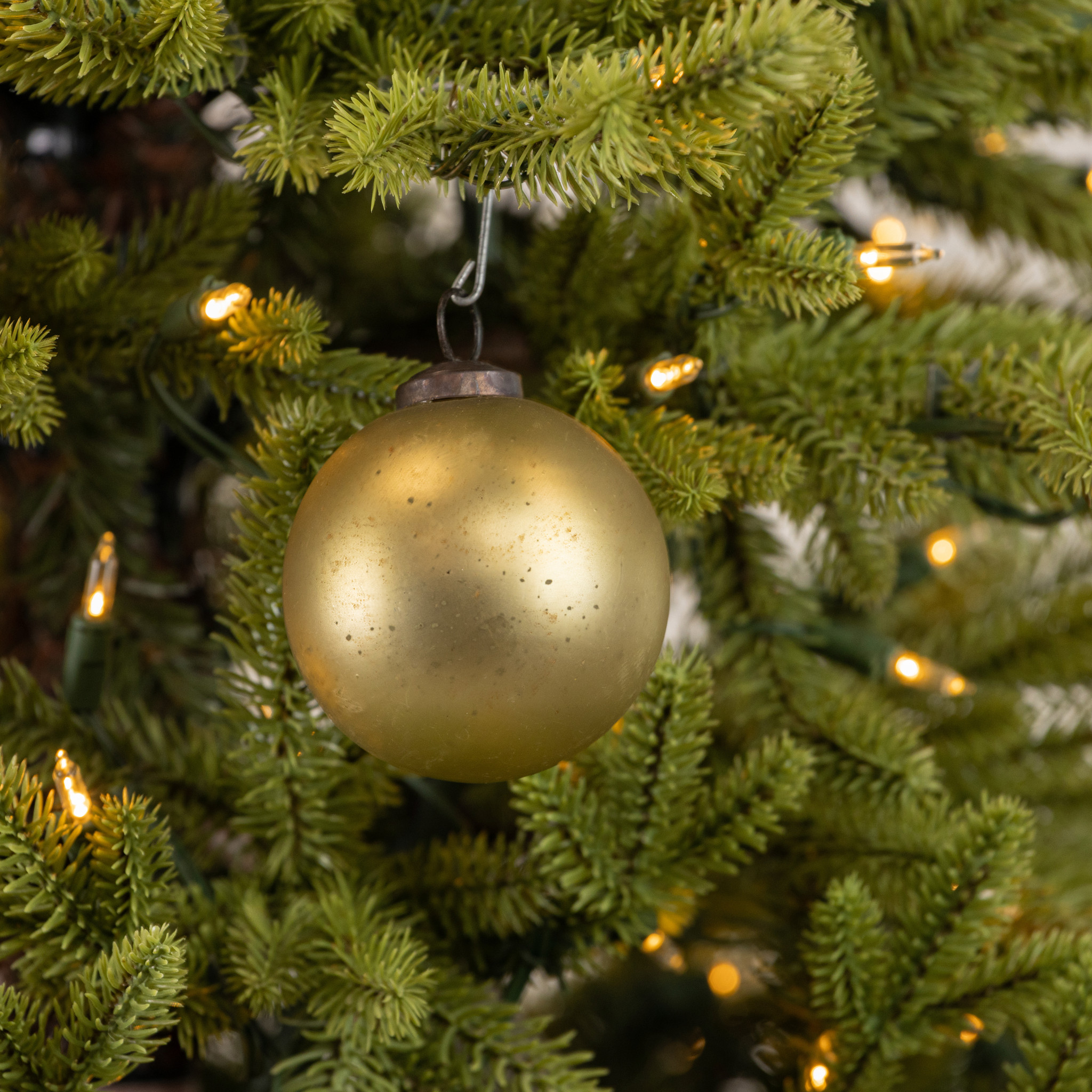 Olive Green Kugel Ornament, 3"