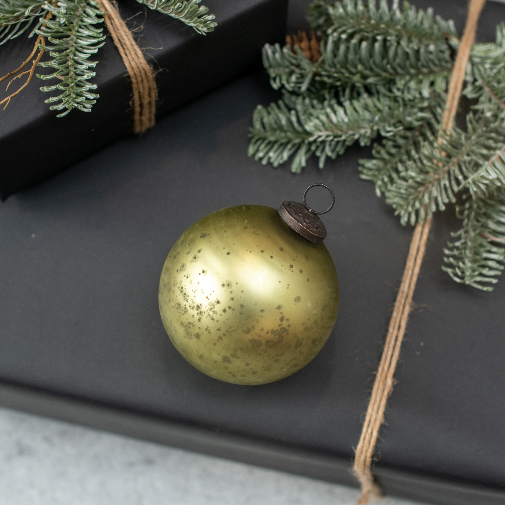 Olive Green Kugel Ornament, 4", photo 2 of 2