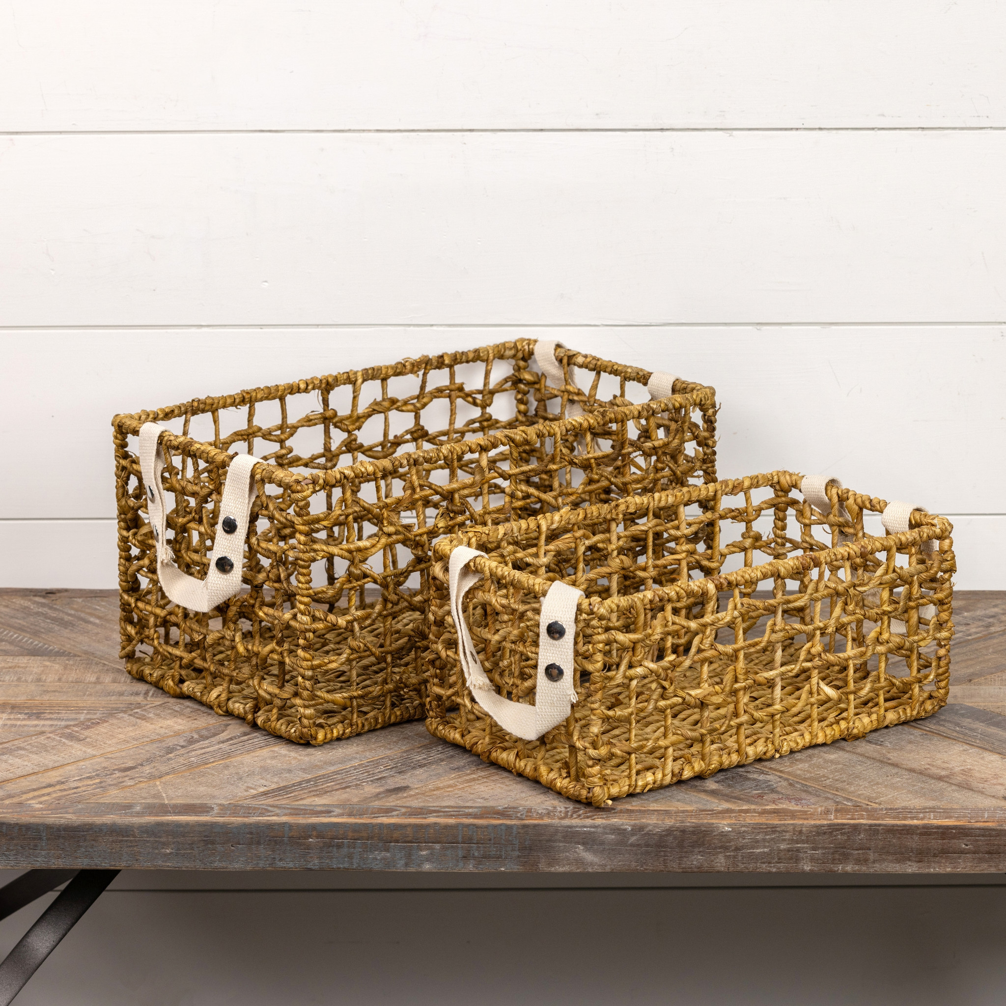 Latticework Baskets with Handles, Set of 2