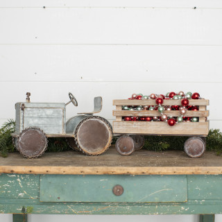 AGED METAL TRACTOR AND WAGON AGED METAL TRACTOR AND WAGON