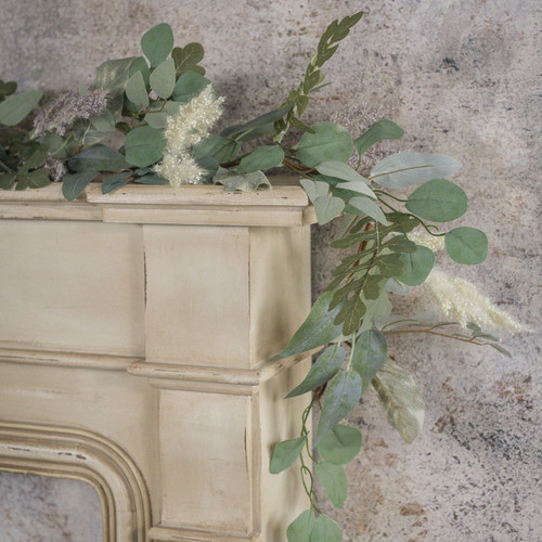 6' EUCALYPTUS W/ CREAM & PURPLE HEATHER GARLAND