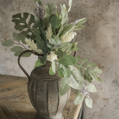16" EUCALYPTUS W/ CREAM & PURPLE HEATHER PICK