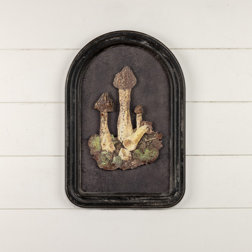 UPRIGHT MUSHROOMS SILHOUETTE SIGN W/ BLACK BACKGROUND