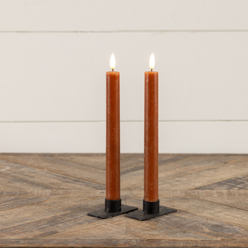 SET/ 2 - 9.5" 3D FLAME BRONZE TAPER CANDLE