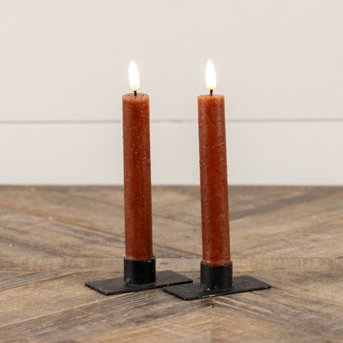 SET/ 2 - 7.25" 3D FLAME BRONZE TAPER CANDLE
