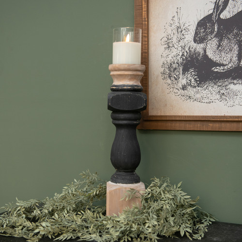 16.5" BLACK PAINTED PILLAR CANDLE STAND