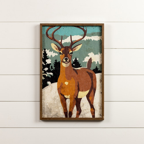 24" DEER IN THE SNOW PAINT BY NUMBER PRINT