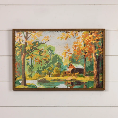 24" CABIN IN THE WOODS PAINT BY NUMBER PRINT