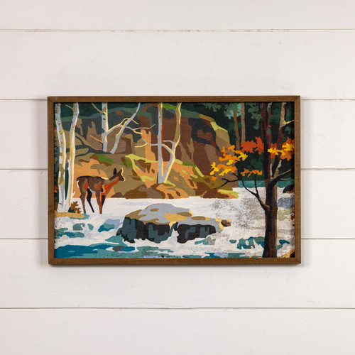 24" DEER BY THE RIVER PAINT BY NUMBER PRINT