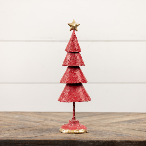 14" RED METAL TREE W/ STAR