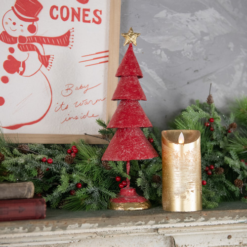 14" RED METAL TREE W/ STAR