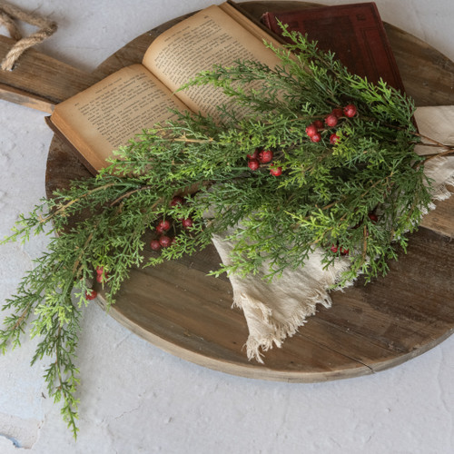 27" SOFT CEDAR & RED BERRY HANGING BUSH