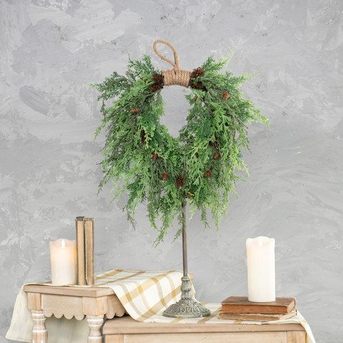 22" MIXED CEDAR HANGING WREATH