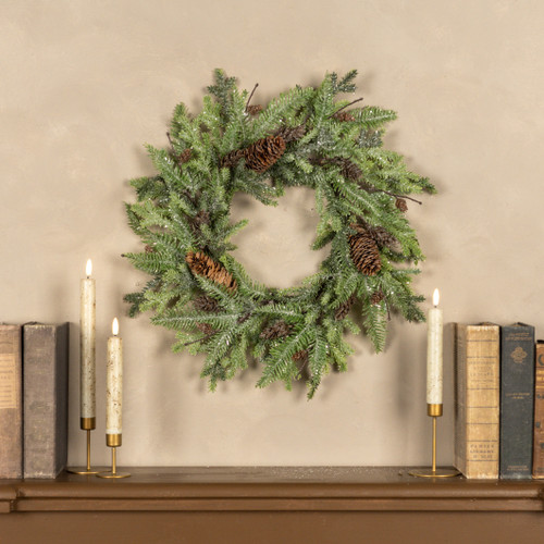 18" GLITTERED MIXED PINE WREATH