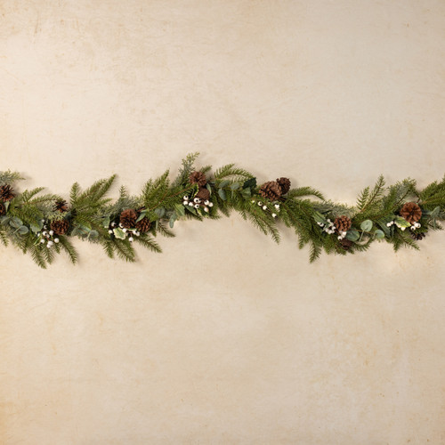 6' WHITEWASHED HEMLOCK GARLAND W/ WHITE BERRIES
