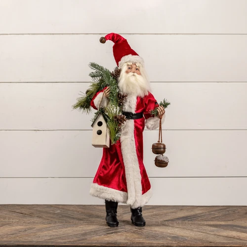 SANTA W/ RED COAT & BIRDHOUSE