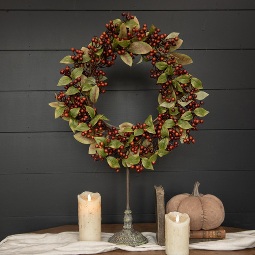 21" BROWN ROSE HIPS WREATH