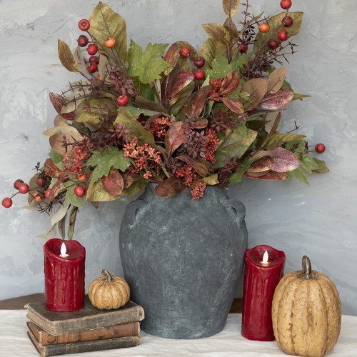 29" BURGUNDY BERRY & MIXED LEAF SPRAY